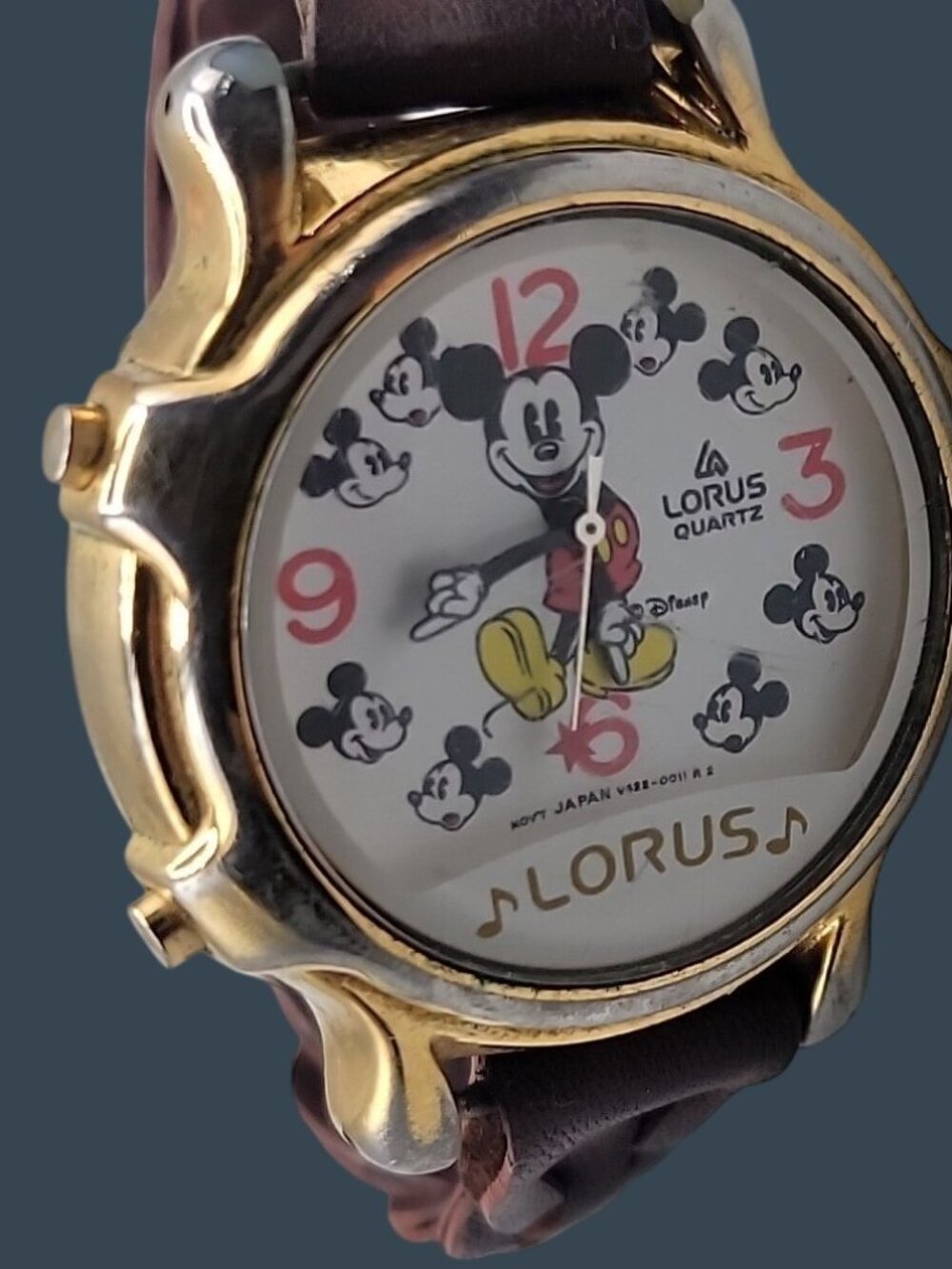 Vtg Lorus Seiko Disney 1990s Mickey Mouse Musical Watch 8" Braided Leather 34mm - Picture 12 of 15